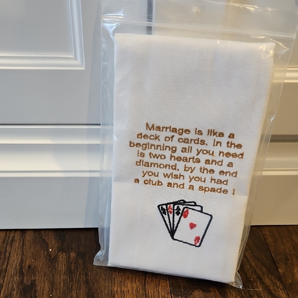 NWOT Kitchen Towel‎ Embroidered with Card Design Gift Stocking Stuffer